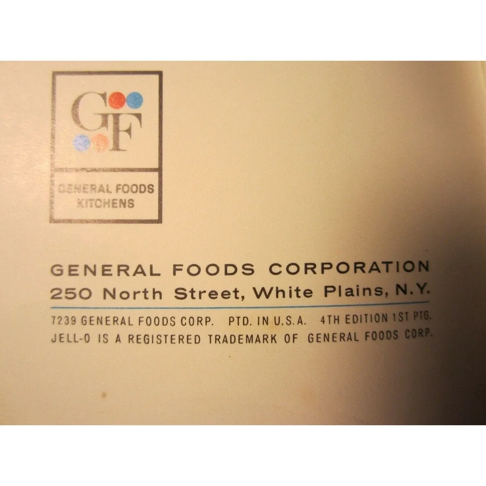 Joys of Jell-O Gelatin Dessert Cookbook, 4th ed, 1st printing With Order‎ Form